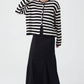 Cardigan corto a righe con bottoni dorati