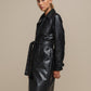 Cappotto trench effetto pelle con cintura