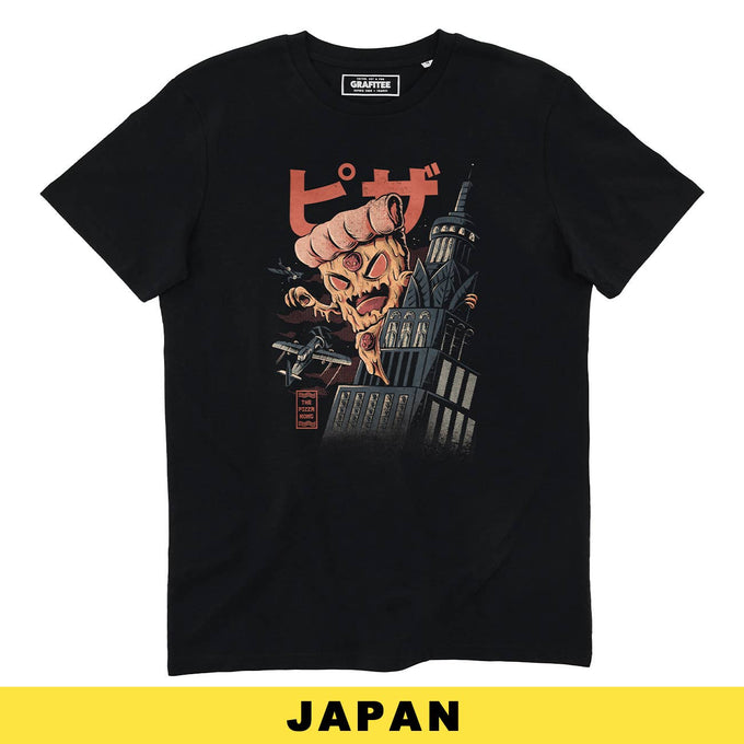 T-shirt unisex nera Pizza Kong con stampa cinematografica
