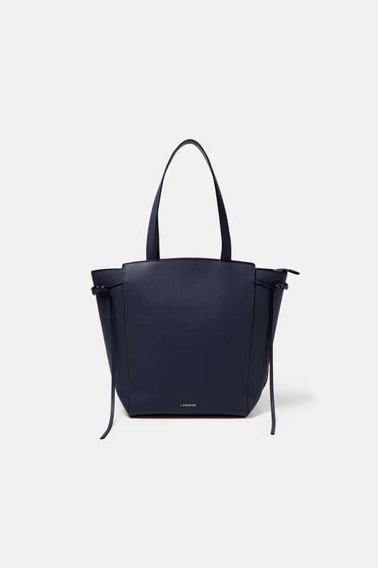 Borsa shopper in ecopelle con doppio manico e tracolla