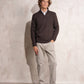 Maglione polo in cotone con mezza zip da uomo
