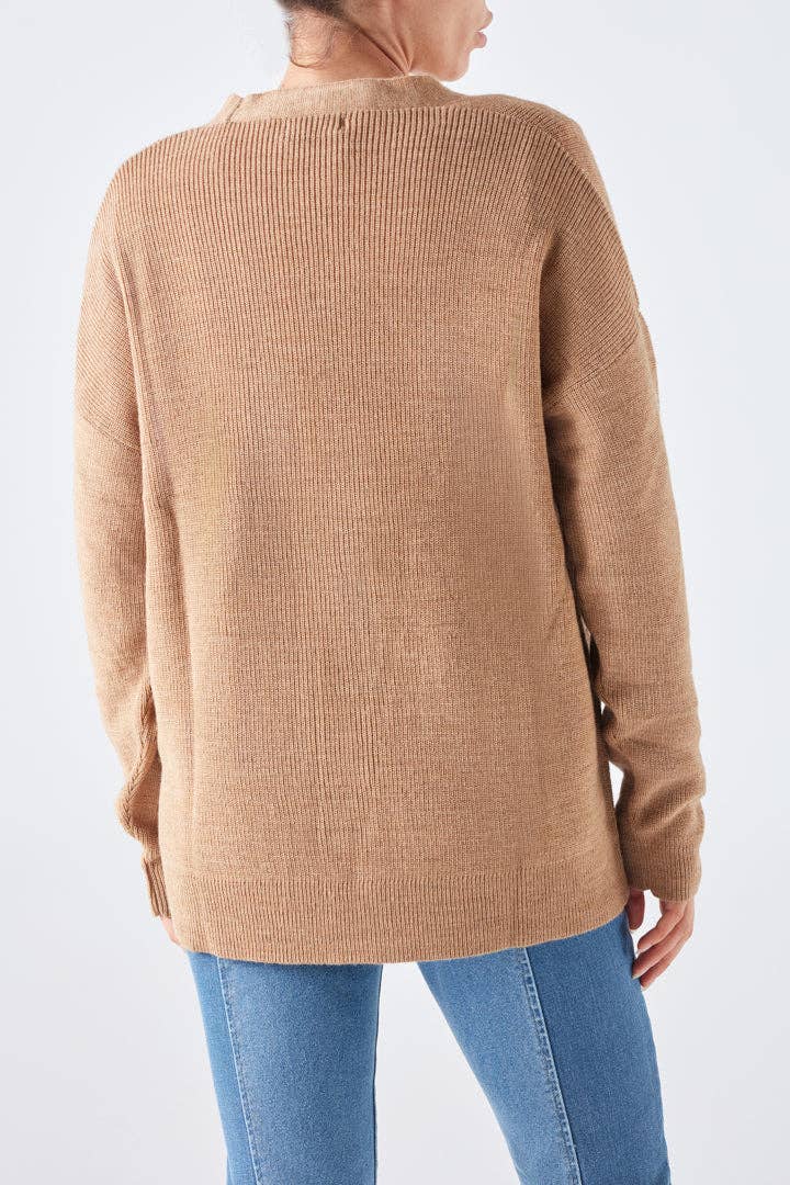 Cardigan in maglia con bottoni e scollo a V