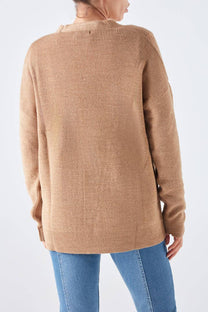 Cardigan in maglia con bottoni e scollo a V