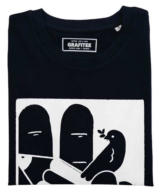 T-shirt Make Art Not War in cotone biologico con stampa grafica