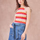 Top in maglia senza maniche a righe zigzag
