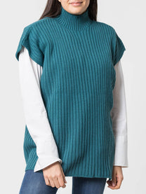 Gilet in maglia a coste con collo alto