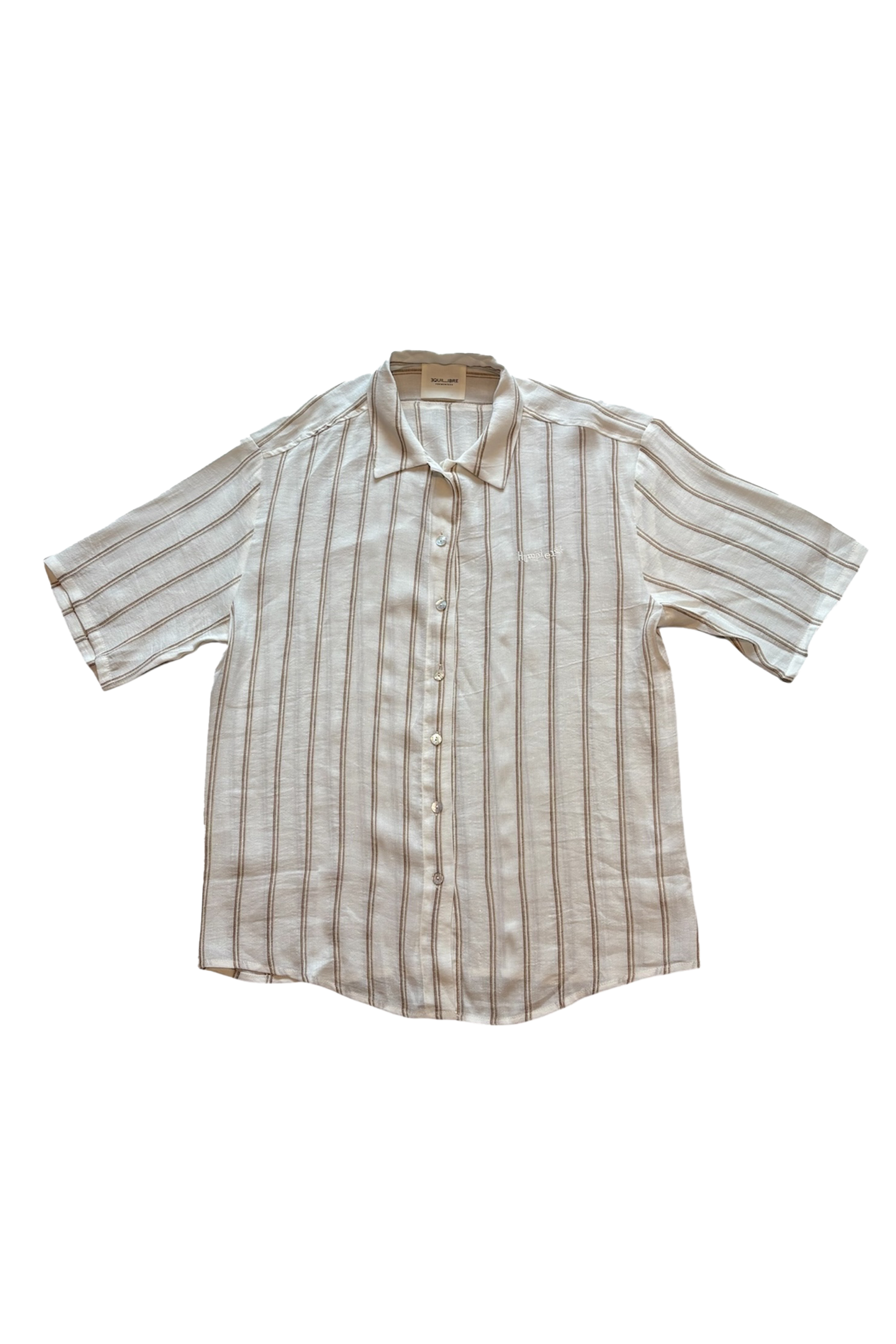 Camicia in lino a righe a maniche corte