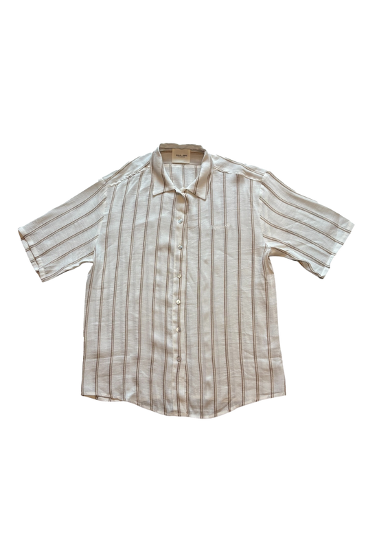 Camicia in lino a righe a maniche corte