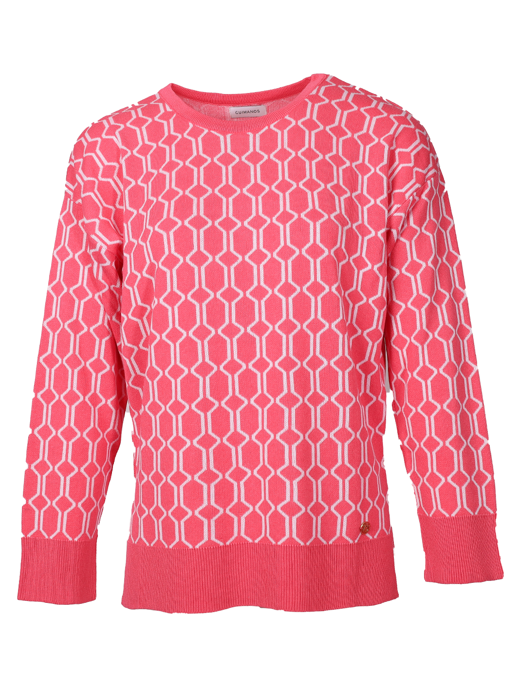 Maglia girocollo jacquard con fantasia geometrica