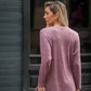 Tunica in maglia a coste con scollo a V
