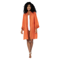 Kimono estivo boho in cotone con maniche a 3/4 e cintura removibile