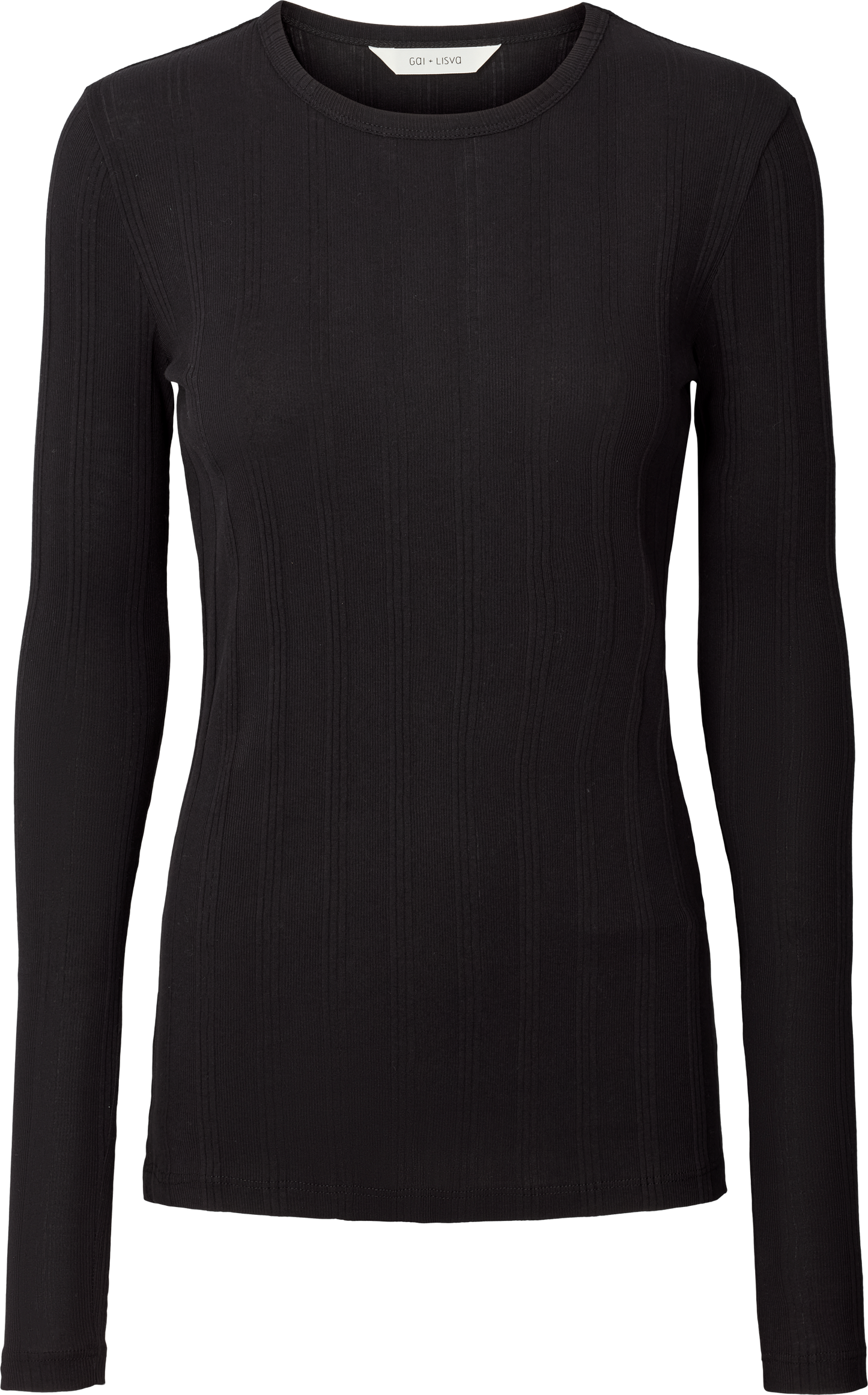 Maglia a Maniche Lunghe in Cotone Biologico a Costine Nera