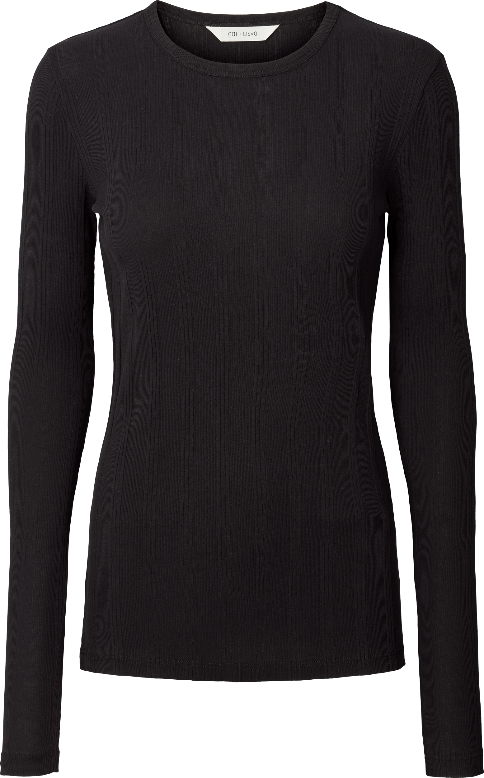 Maglia a Maniche Lunghe in Cotone Biologico a Costine Nera