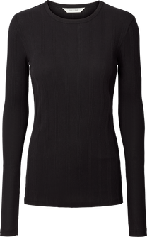 Maglia a Maniche Lunghe in Cotone Biologico a Costine Nera