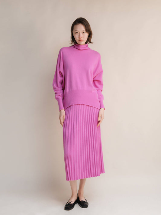 Gonna plissé in maglia misto cashmere 3D-knit