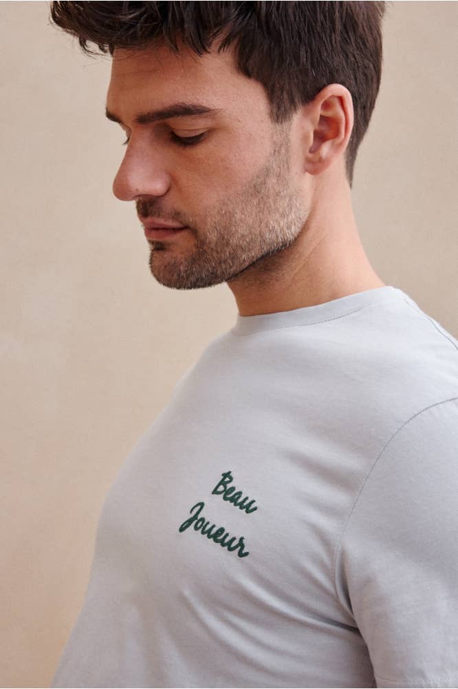 T-shirt Beau Joueur in cotone biologico blu-grigio