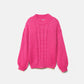 Maglione in maglia a trecce fucsia