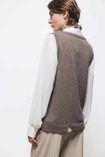 Gilet in maglia rasata con scollo a V