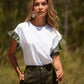 T-shirt con volant a contrasto