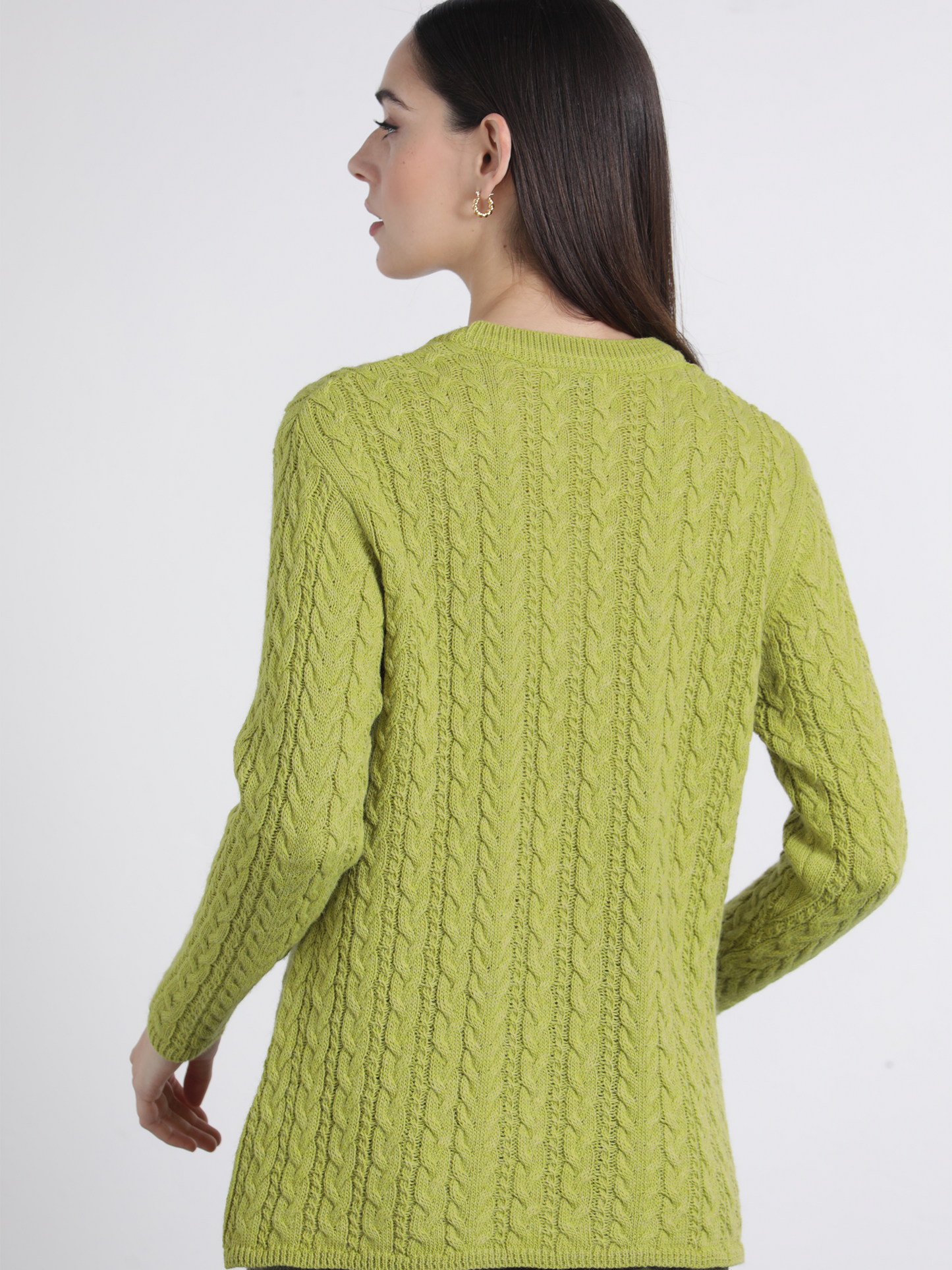 Maglione a trecce verde lime da donna