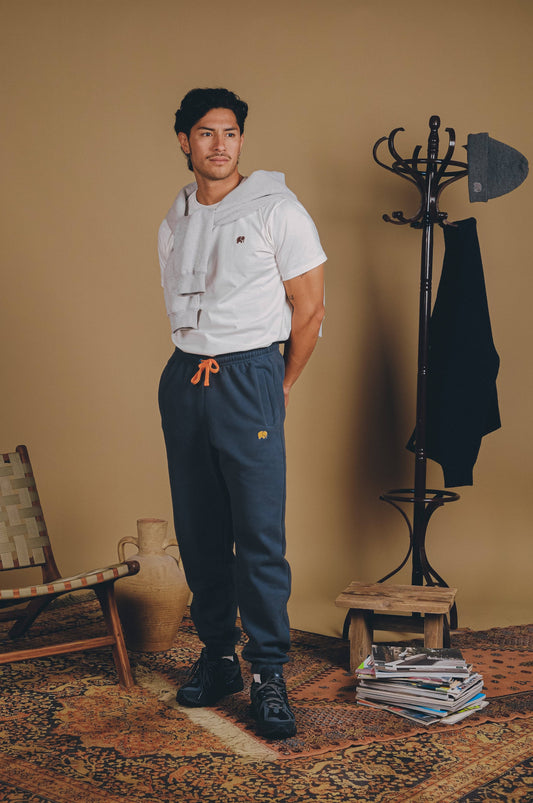 Pantaloni jogger Essential in cotone biologico blu