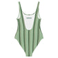 Costume intero a righe verde oliva