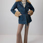 Giacca in denim con bordo in ecopelliccia