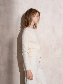 Maglione girocollo a trecce in maglia