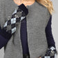 Guanti Fazina blu marino in cashmere con motivo a rombi