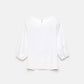 Blusa semplice in cotone con maniche a 3/4 e scollo a barca