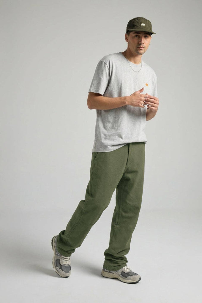 Pantaloni workwear verdi da uomo in twill di cotone