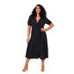 Vestito estivo lungo curvy in cotone e lino nero