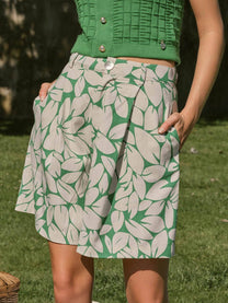Pantaloncini in lino stampati a fantasia