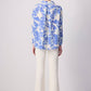 Camicia in viscosa con stampa astratta blu