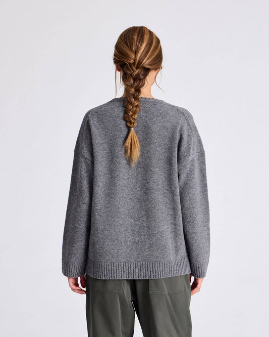 Maglione Emely in lana d’agnello biologica GOTS grigio mélange