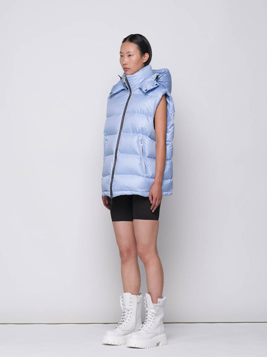 Gilet imbottito con cappuccio azzurro baby