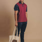Polo color block in cotone biologico bordeaux