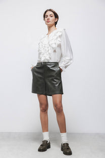 Pantaloncini in finta pelle effetto coccodrillo