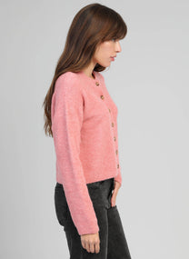 Cardigan corto Letiana rosa in maglia