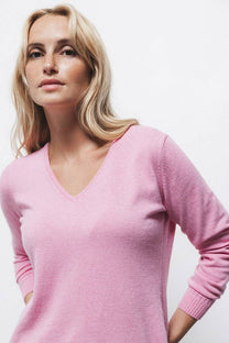 Maglione in maglia rasata con scollo a V