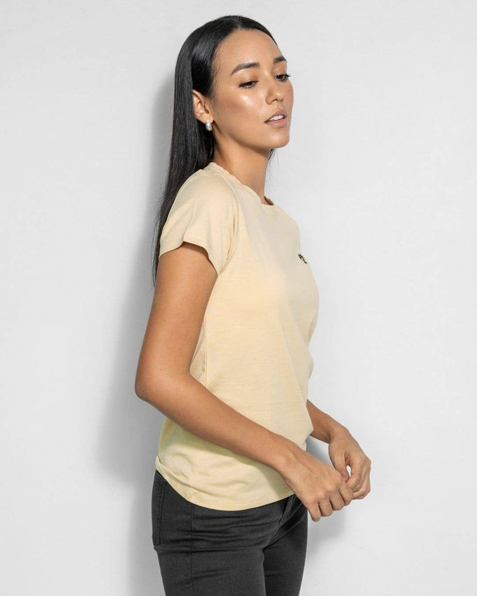 T-shirt donna beige antimacchia in cotone