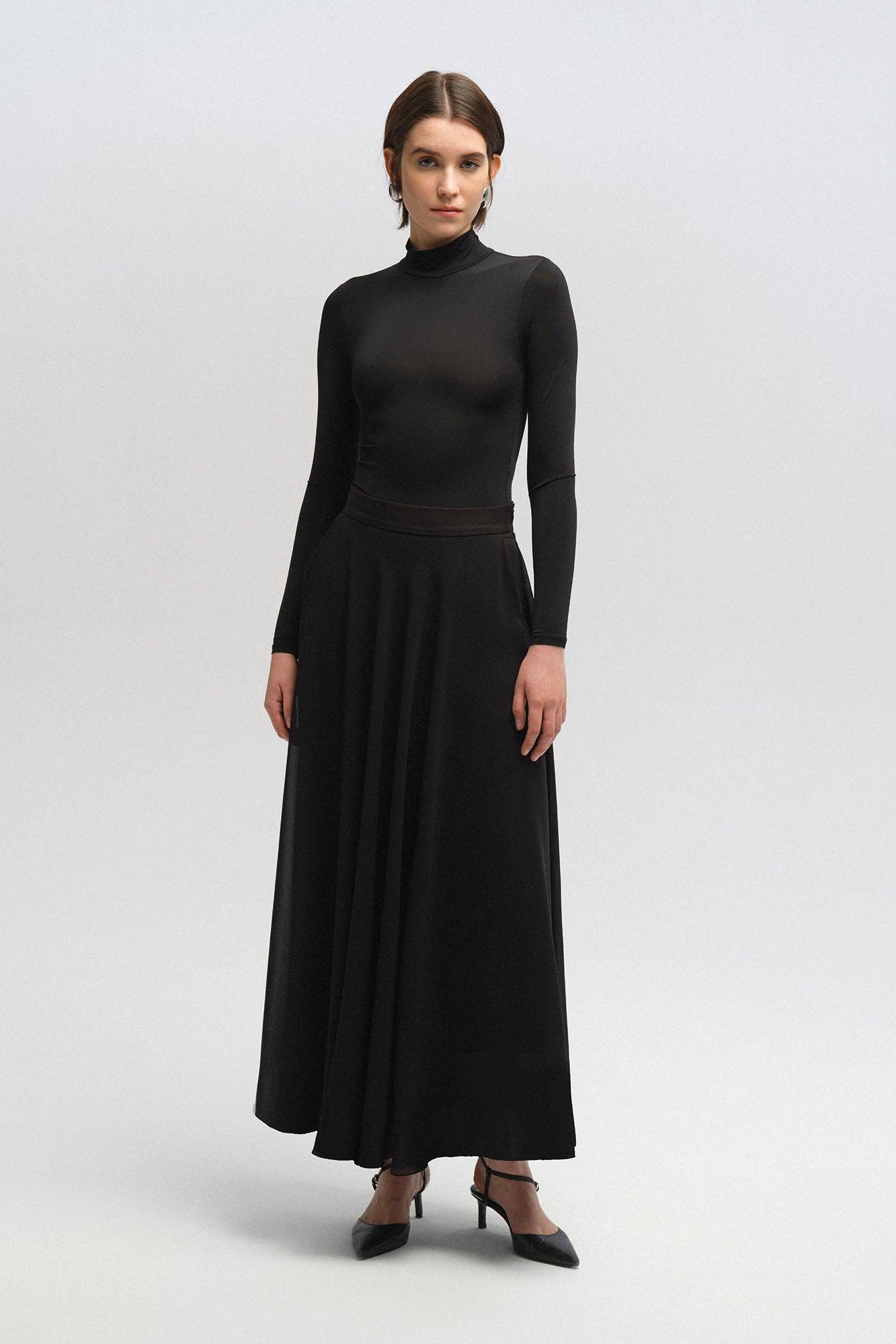 Gonna lunga in chiffon nera