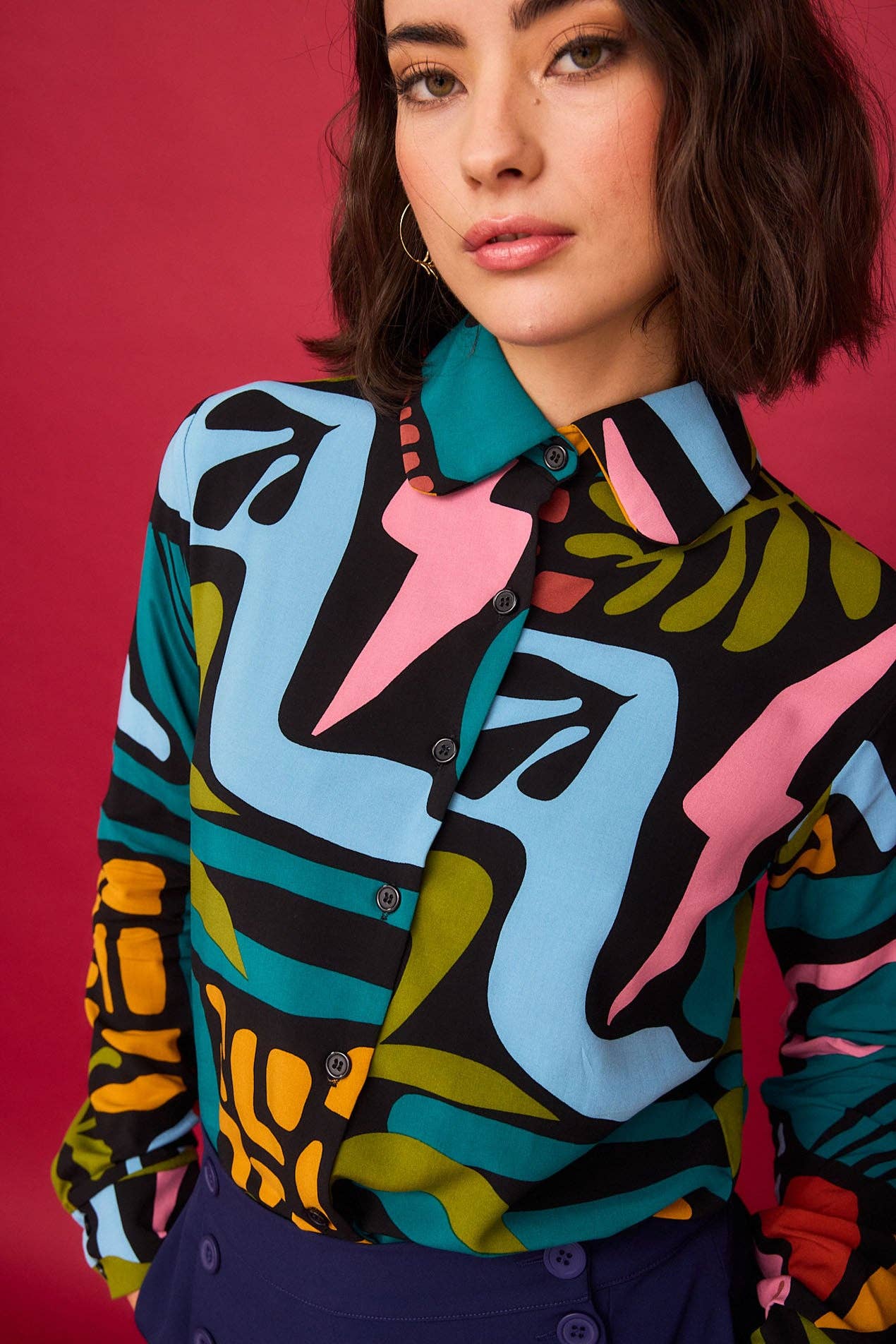 Camicia multicolore con maxi colletto