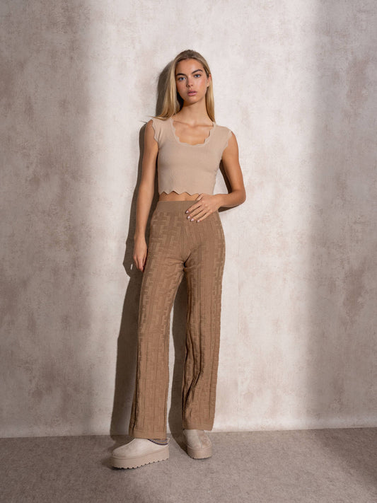 Pantaloni in maglia jacquard a vita alta