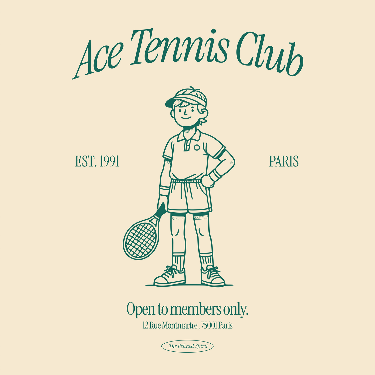 T-shirt unisex Ace Tennis Club in cotone biologico