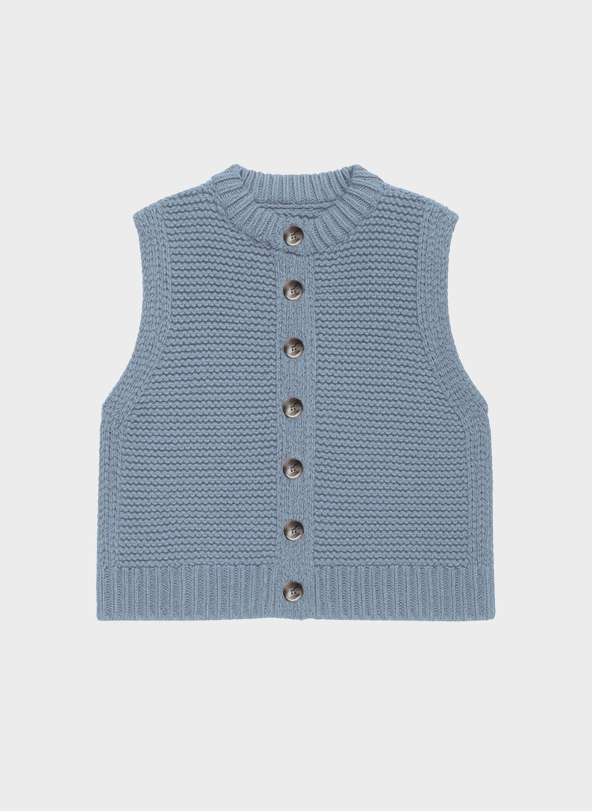 Gilet in maglia senza maniche effetto denim