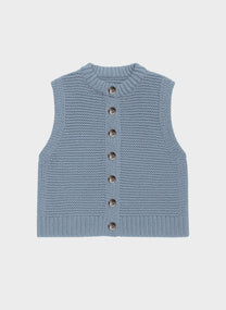 Gilet in maglia senza maniche effetto denim