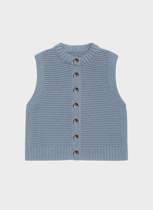 Gilet in maglia senza maniche effetto denim