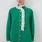 Camicia verde con ricami e dettagli gioiello