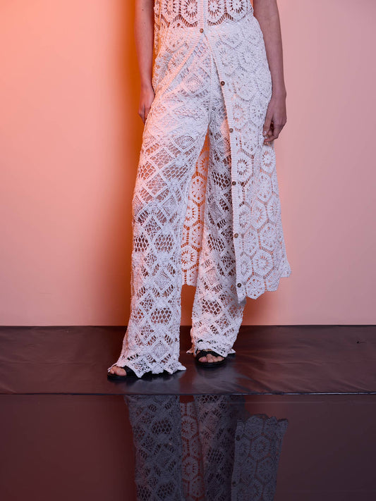 Pantaloni in pizzo crochet 100% cotone
